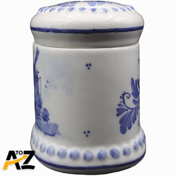 Handpainted Delft Blue Holland Ceramic Container Jar Trinket Box with lid - wind - Picture 7 of 12
